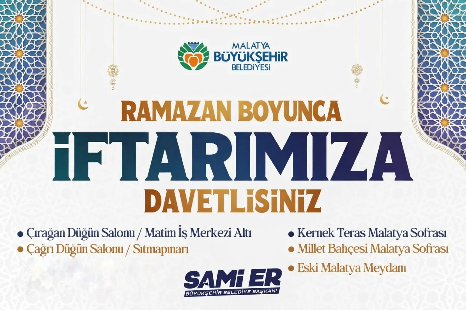 Malatya Büyükşehir Belediyesi Ramazan Programlarını Açıkladı