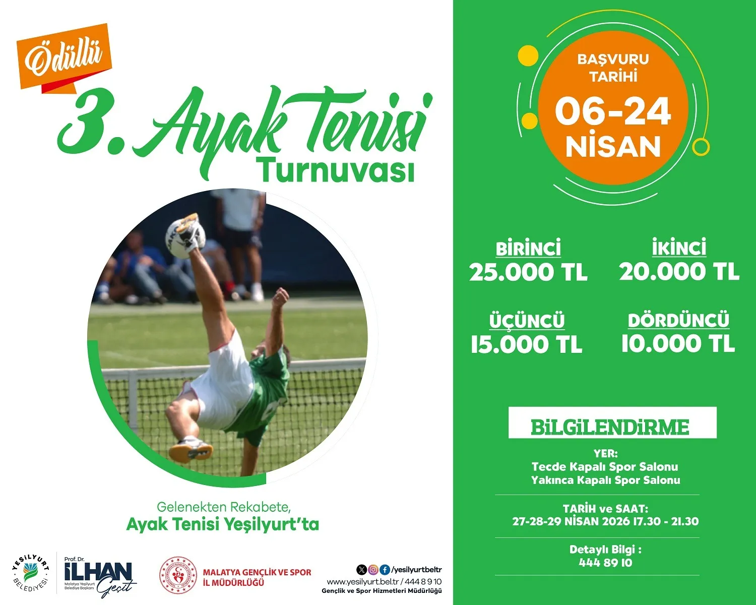 Yeşilyurt’ta Ödüllü Ayak Tenisi Turnuvası Başlıyor