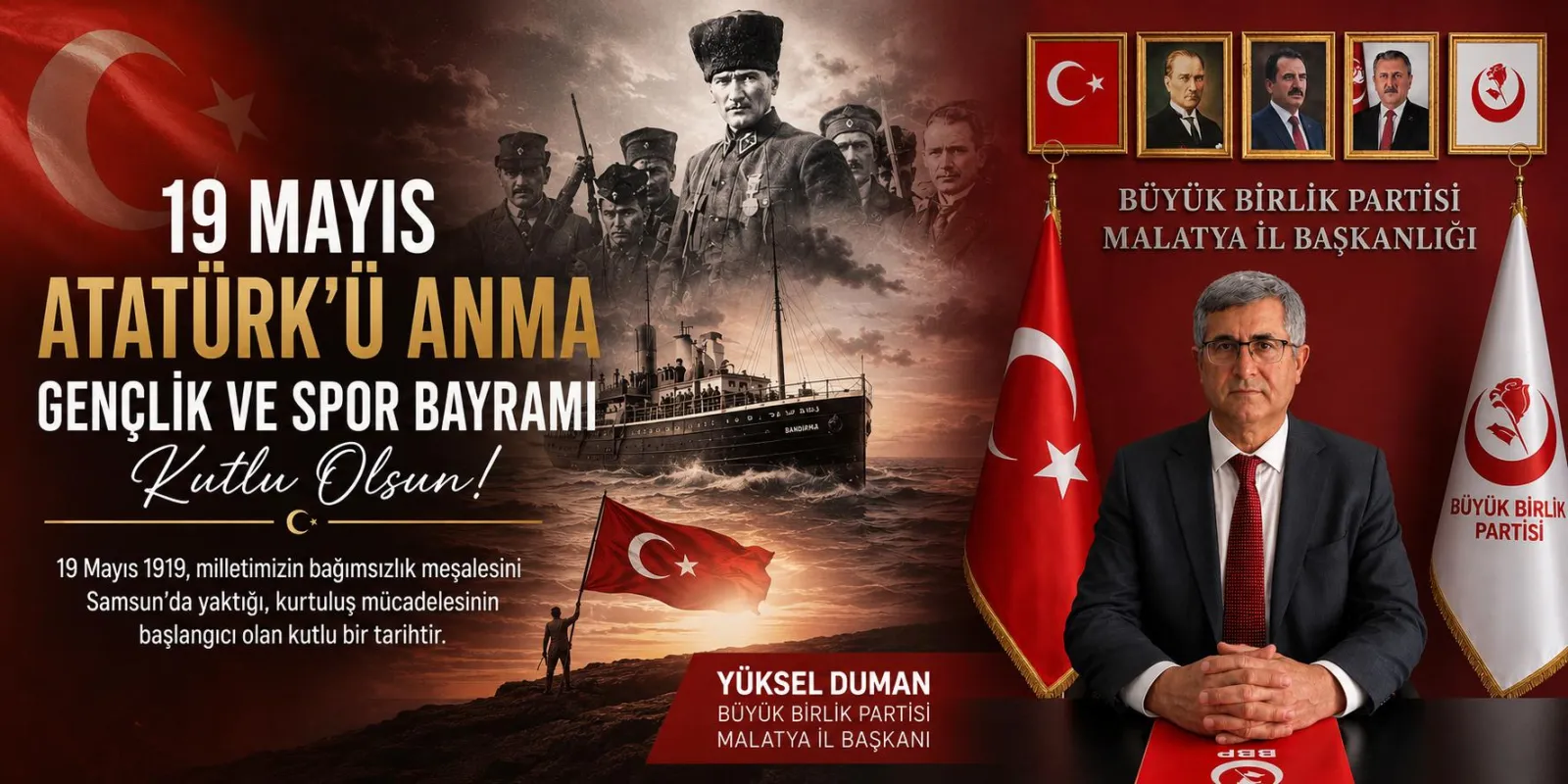 BBP Malatya İl Başkanı Yüksel Duman: “19 Mayıs Bir Kutlamadan Öte, Gençliğe Verilen Bir Emanettir”